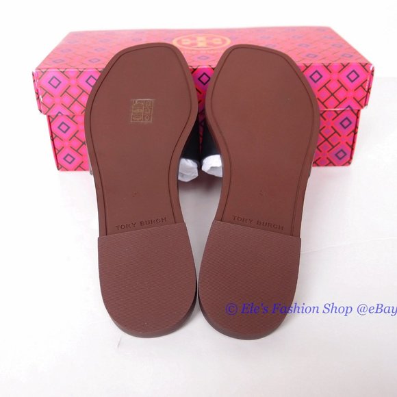 ❤️ NIB Tory Burch Ines Logo Slide Leather Sandal BLACK US 6.5 7.5 8.5 9 9.5 10 - Picture 14 of 14